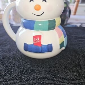 Tim Hortons Snowman Mug with Colorful Scarf